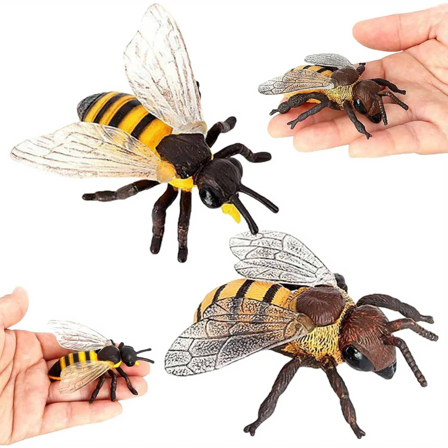 2Pcs Realistic Bee Figurines Insect Model Toys Kids Science Project Gift Halloween Christmas Decor Collectibles