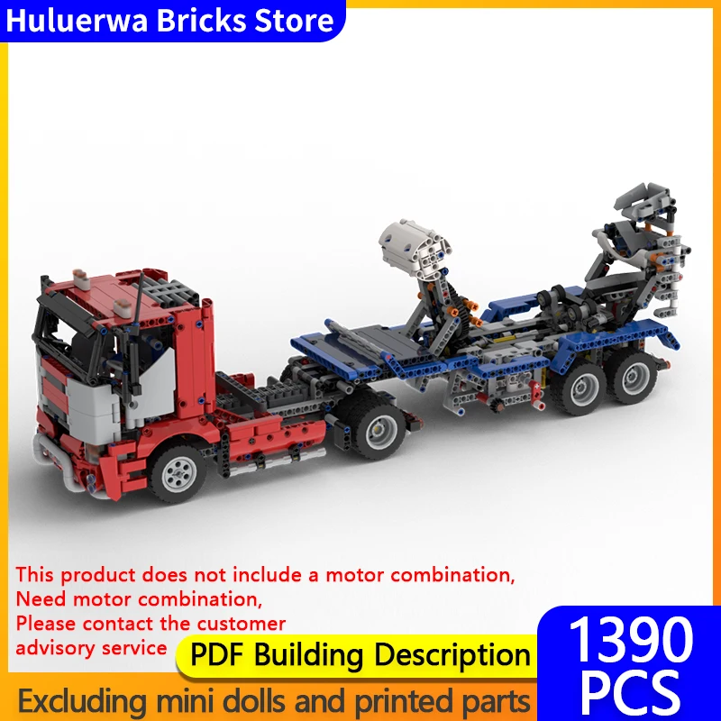 

City Car Model MOC Building Bricks Concrete Mixer Semi-Trailer Truck Modular Technology Gifts Holiday Assemble Children Toy Suit