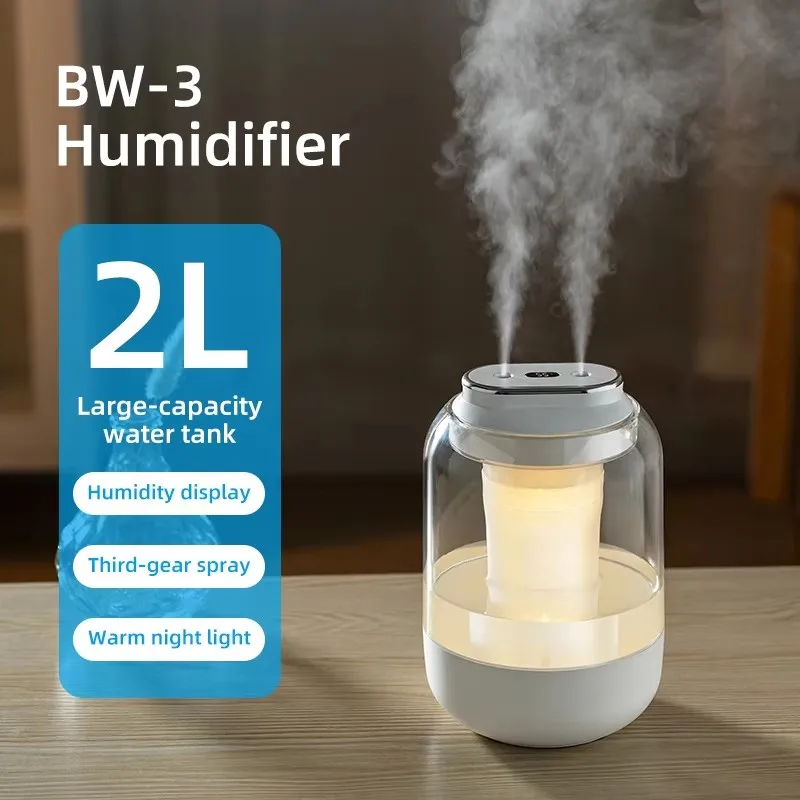 2L Double Nozzle Air Humidifier USB Aroma Diffuser Essential Oil Purifier Aromatherapy Mist Maker Color Lights For Bedroo