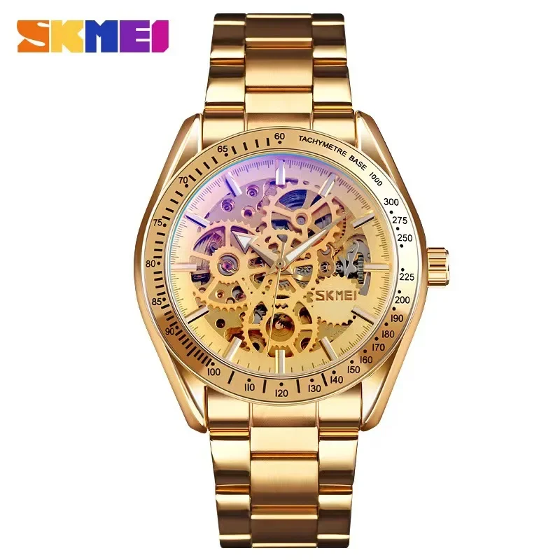 

SKMEI 9194 Men Luminous Point Colorful Watch Hour Fashion montre homme Automatic Watches Mens Hollow Mechanical Wristwatches