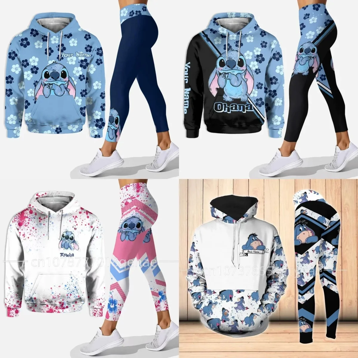 

2024 3D Women's Set Sports Disney Yoga Sportswear Essential Hooded felpe roupas femininas sudadera Woman clothing