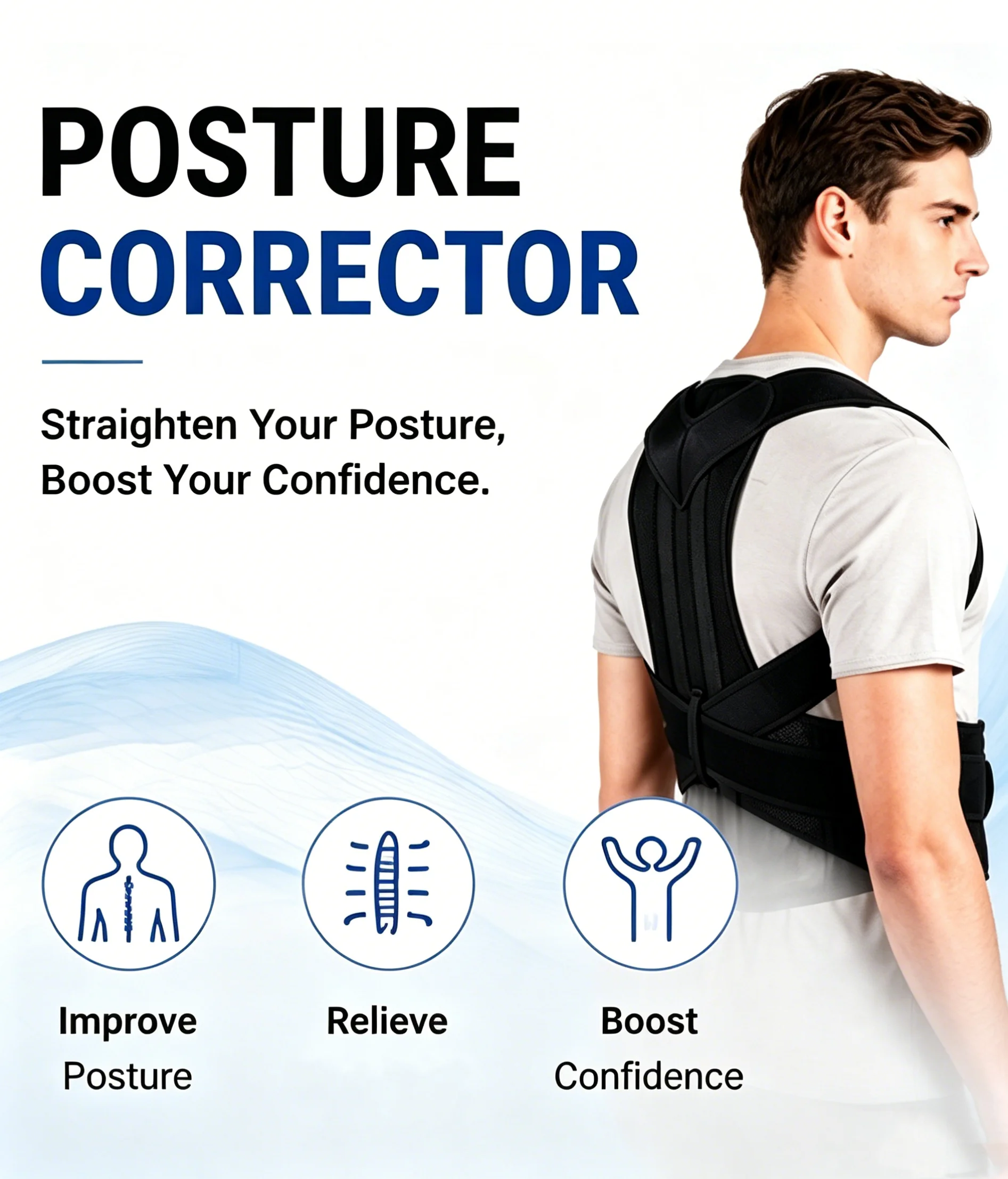Reinforced Belt Lumbar Column Posture Corrector Vest Adjustable Back Support Strap Shoulder Spine Brace Neck Stretcher Trainer