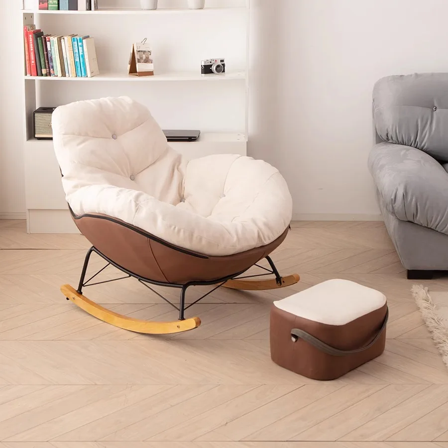 

Sofa Single Lazy Reclining Indoor Furniture Steel Frame Padded *Modern Luxury Nordic Living Room Chairs Egg Rocking Lounge