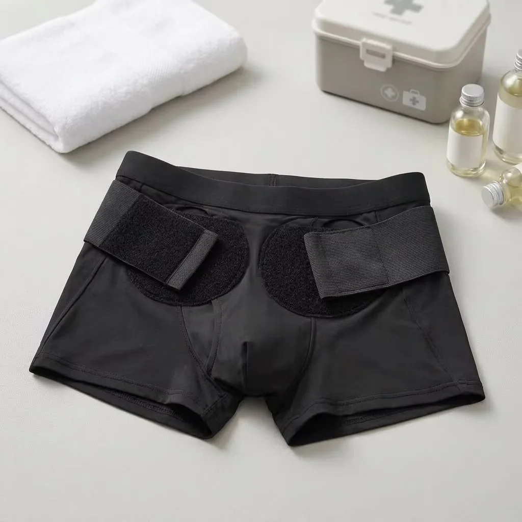 Breathable Recovery Compression Boxer Shorts Waist Side Magic Strap Target Pad Ease Aches for Pre & Post Surgery Use