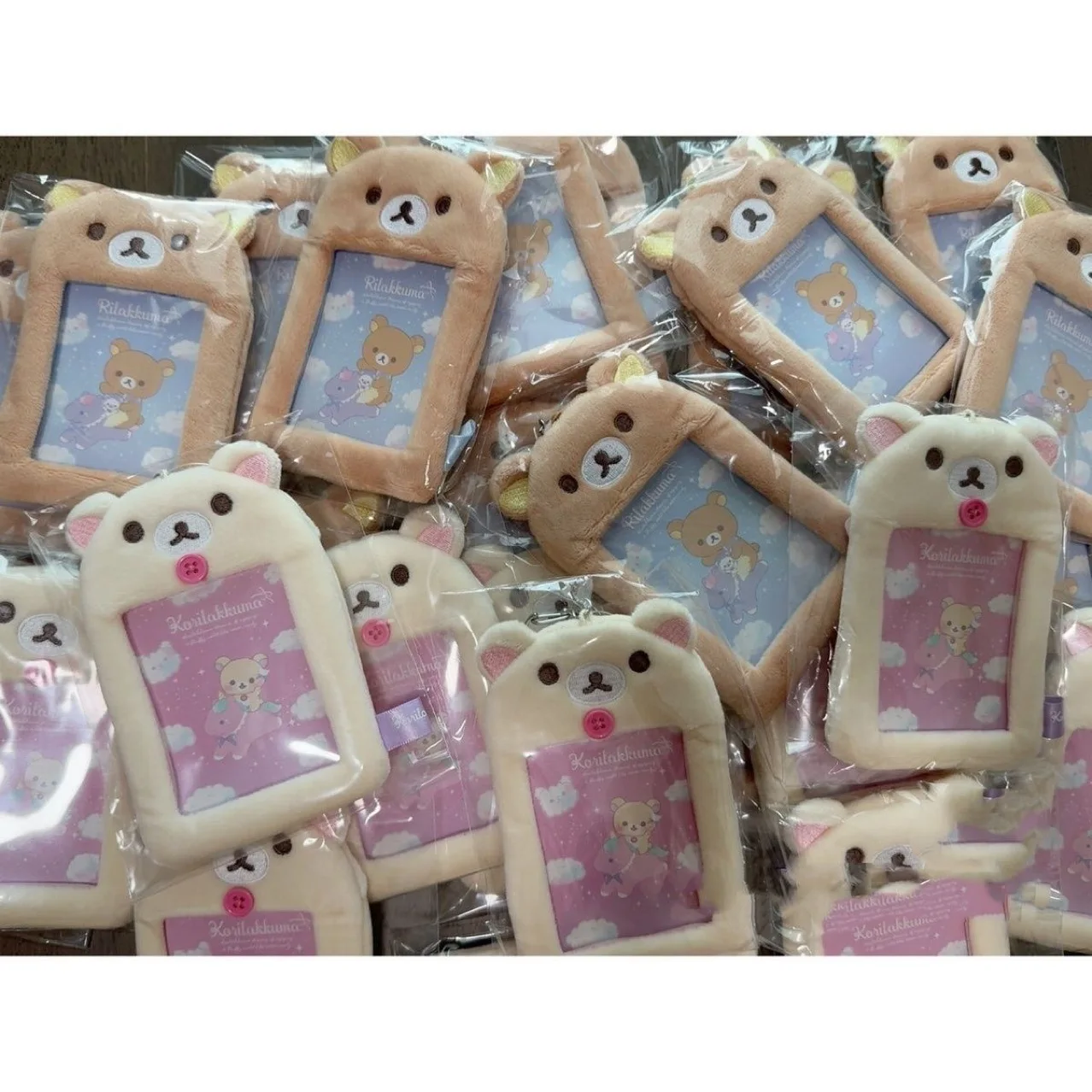 Rilakkuma pelúcia titular do cartão de identificação chaveiros novo anime relaxar urso capa de passaporte chaveiro ônibus escolar cartões bancários sacos pingentes presente
