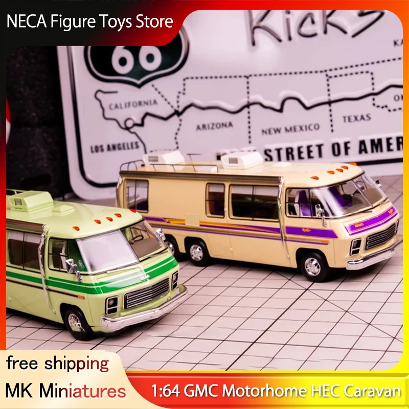 

MK Miniatures 1:64 GMC Motorhome HEC Caravan Limited Edition Beijing Exhibition Exclusive Resin Model Long Body RV Collectible
