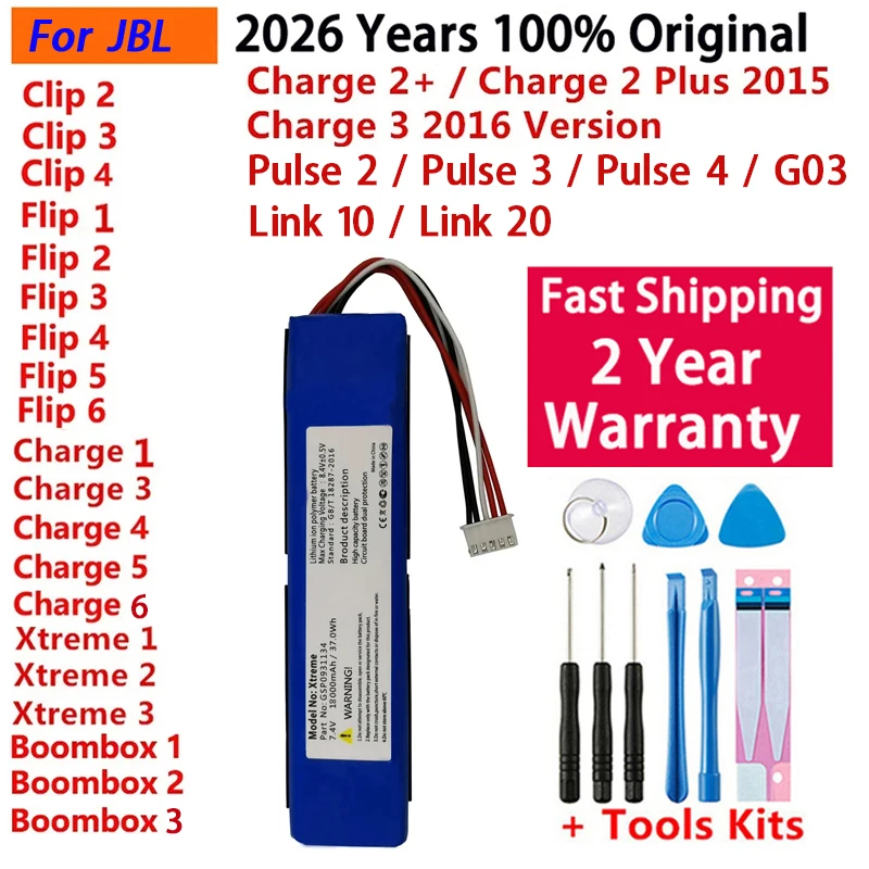 2026 Years Replacement Original Speaker Battery For JBL Link 10 20 G03 Clip Charge Boombox Flip Pulse Xtreme 1 2 3 4 5 6 Bateria