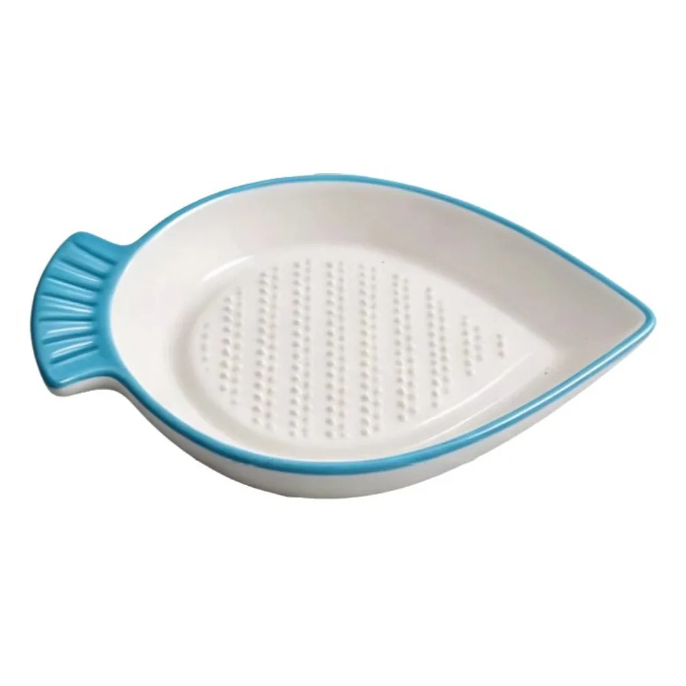 Ceramic Garlic Ginger Grater Non-Slip Leaf Shape Hand Garlic Ginger Masher Easy To Clean Efficient Garlic Paste Grinding Tray