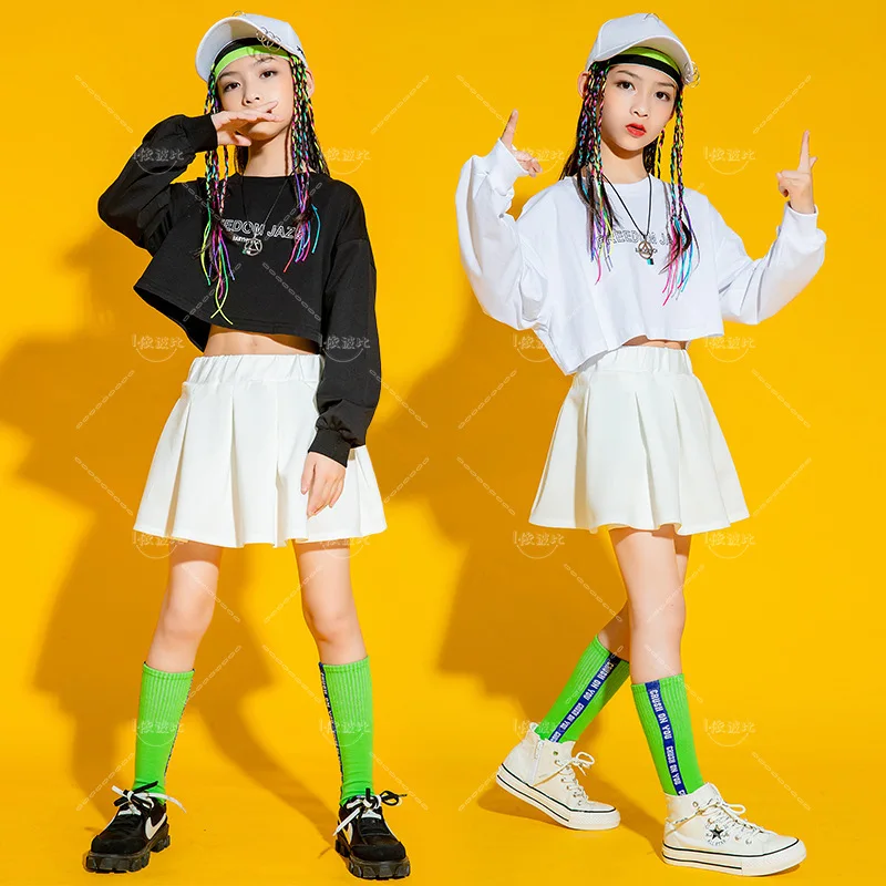 女の子のための非公式のダンスコスチューム,ジャズダンス服,パーティーショー,ステージウェア,シャツ,スカート,スーツ,パフォーマンス,ヒップホップスタイル