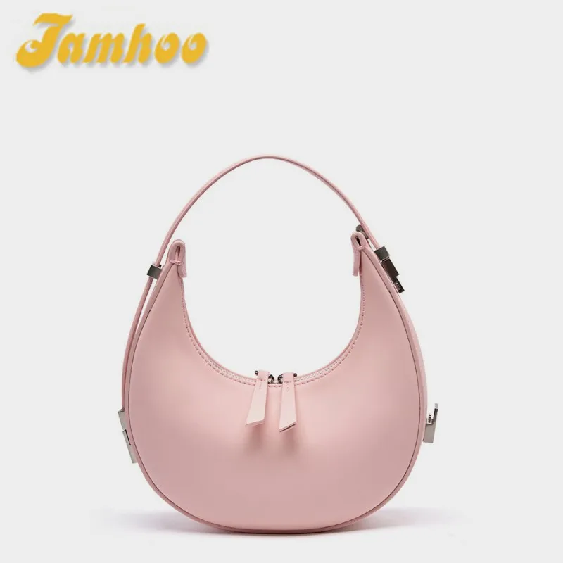 

Jamhoo 2024 New Women Female Split Leather Elegant Moon Design Underarm Lady Luxury Shoulder Bag For Women Wrist Handbag Summer