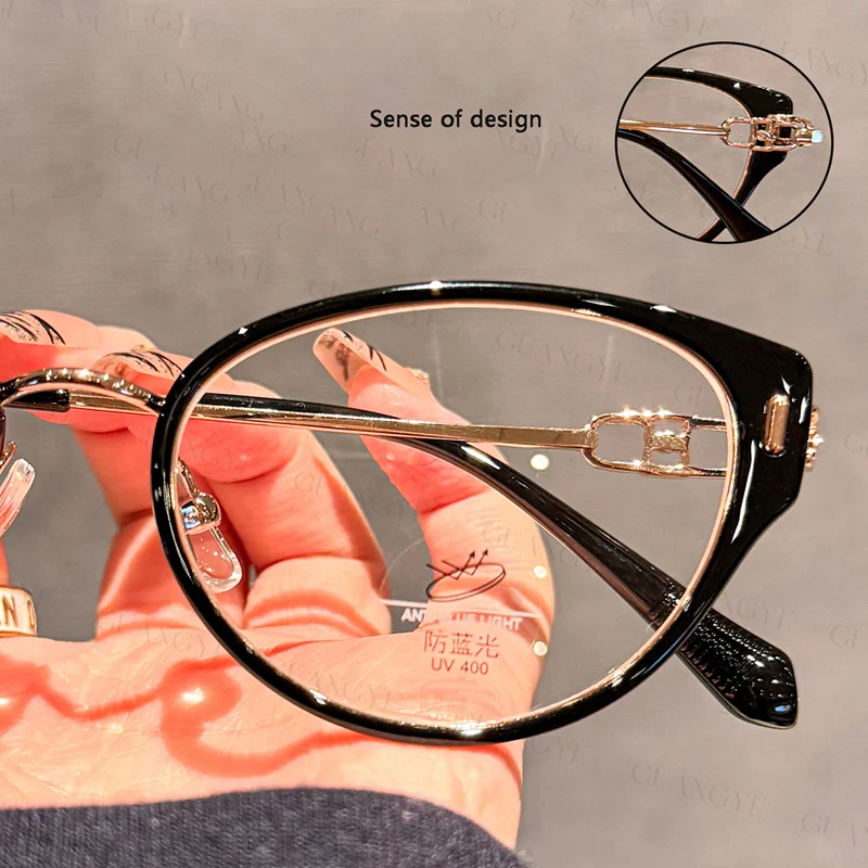 OKH Design Sense Trend إطار عين القطة TR90 إطار مضاد للضوء الأزرق لقصر النظر للرجال والنساء نظارات طبية للقراءة #6