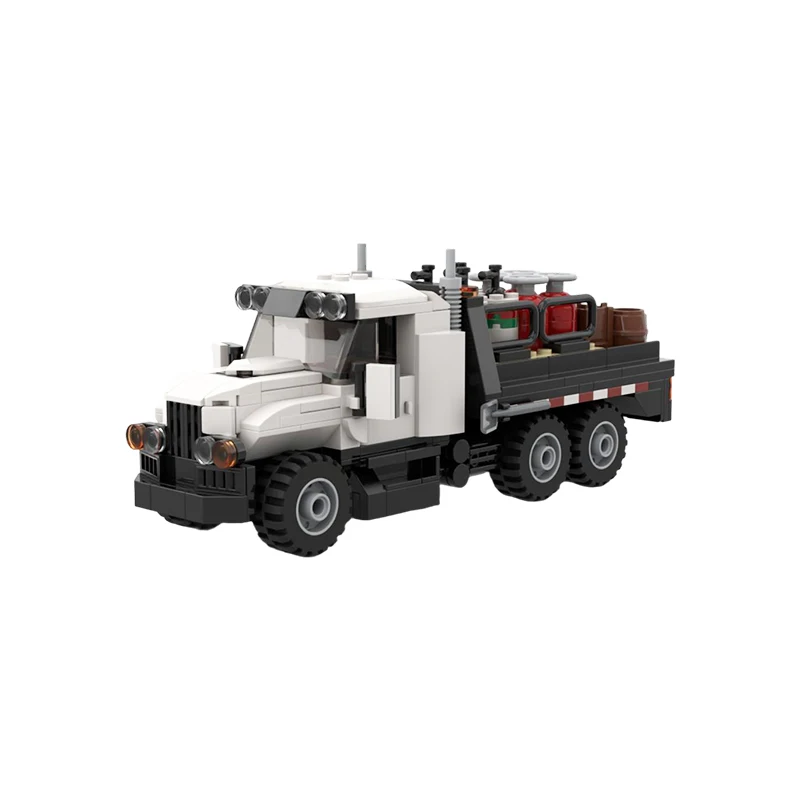 MOC Heavy Duty Flatbed Truck Building Blocks Open Cargo Transport Vehicle Model Freight Logistics Toy Adult Collector Gift