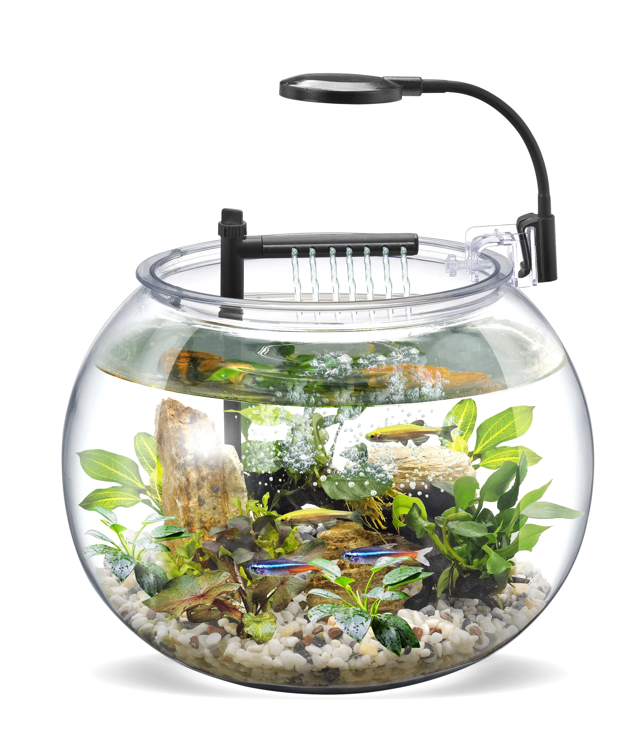 Wholesale desktop USB 4L 12L transparent transparent round small cheap plastic fish tank with filter