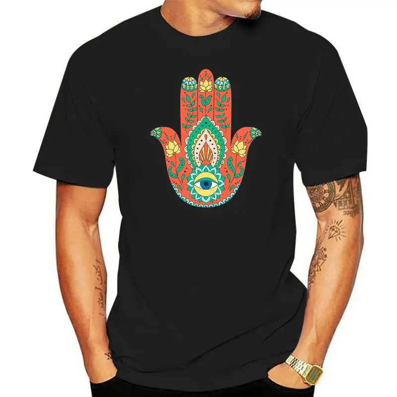 Hamsa tee t-shirt    hippie sacred geometry boho bohemian yoga meditation   Cool Casual pride t shirt men Unisex Fashion