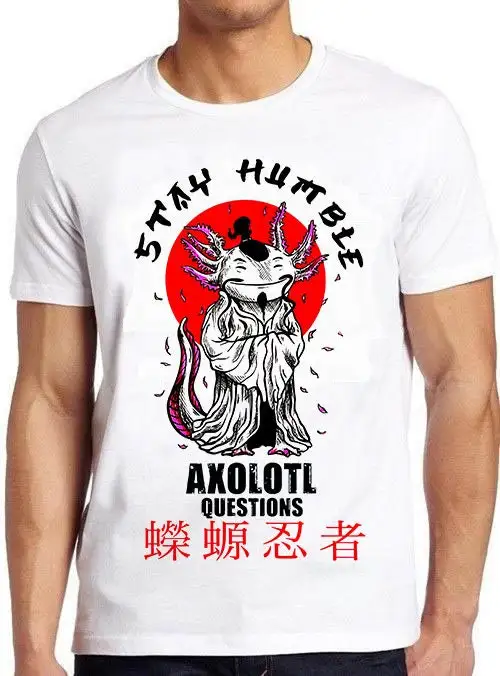 Sensei Axolotl Stay Humble Questions Mexicanum Mexican Fish Gaming DnD D20 Meme Funny T Shirt Style Gamer Cult Movie Music 1083