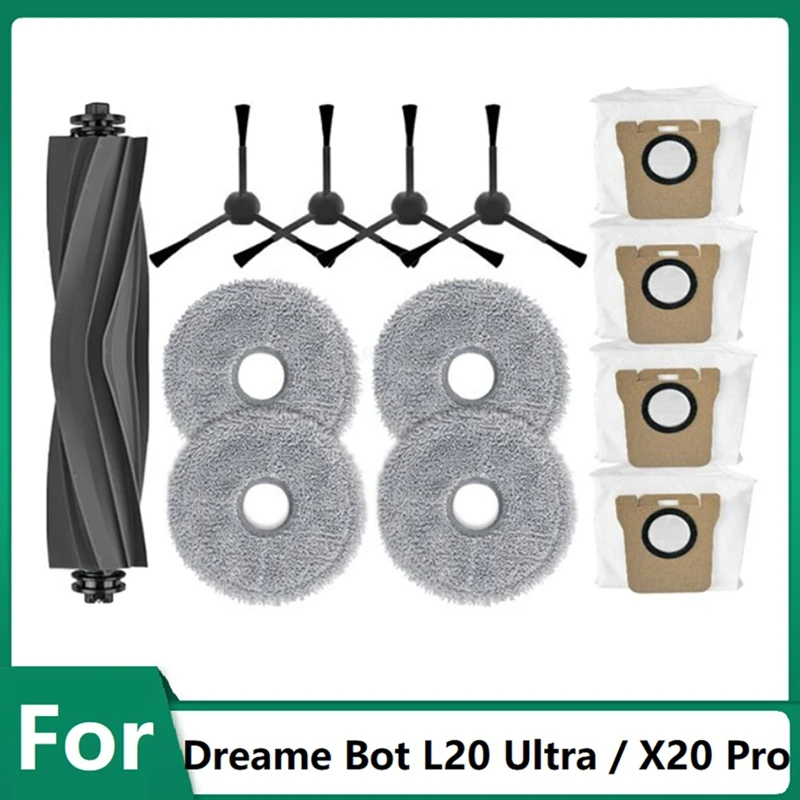 13PCS Replacement Parts For Dreame Bot L20 Ultra / X20 Pro Robot Vacuum Cleaner Main Side Brush Mop Pad Dust Bag