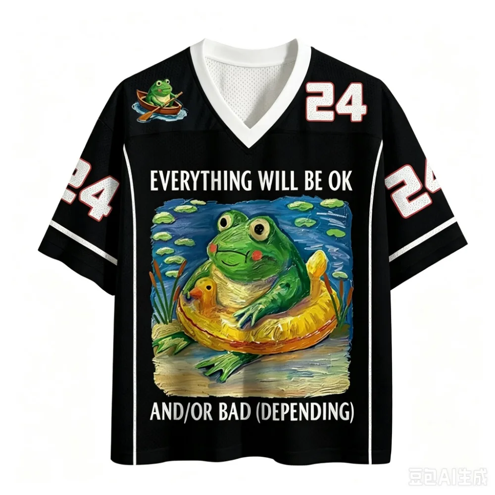 Interesting Frog 3D Print Men Sport Vneck Loose T-shirt Outdoor Street Casual Fashion Quick-drying Breatha Parent-child Clothing