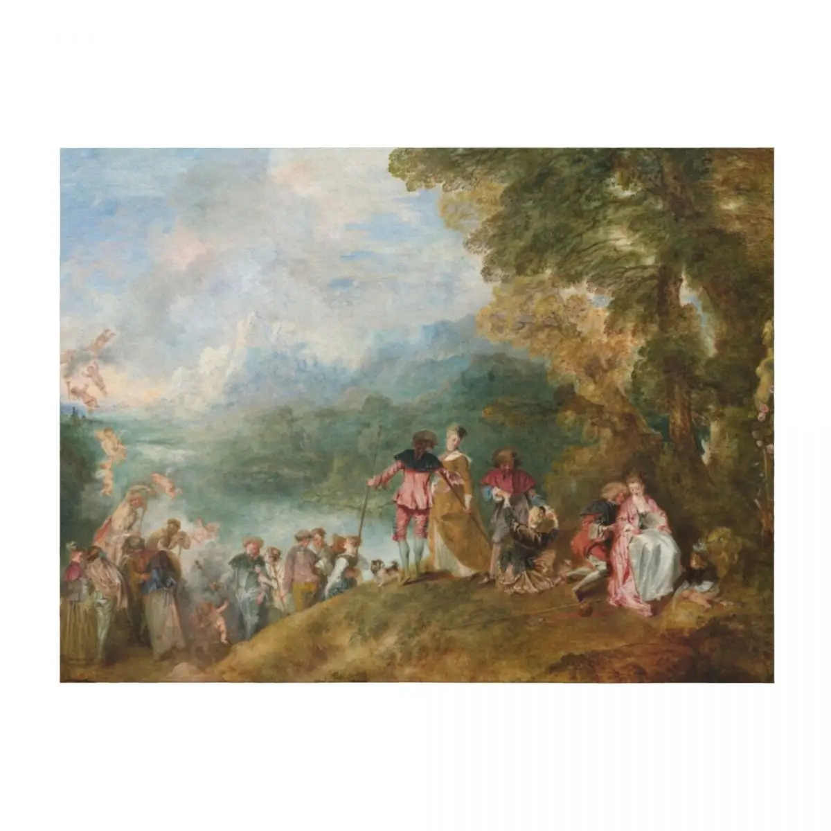 

Pilgrimage to Cythera, so-called The Embarkation for Cythera - Antoine Watteau Throw Blanket Vintage Polar Blankets