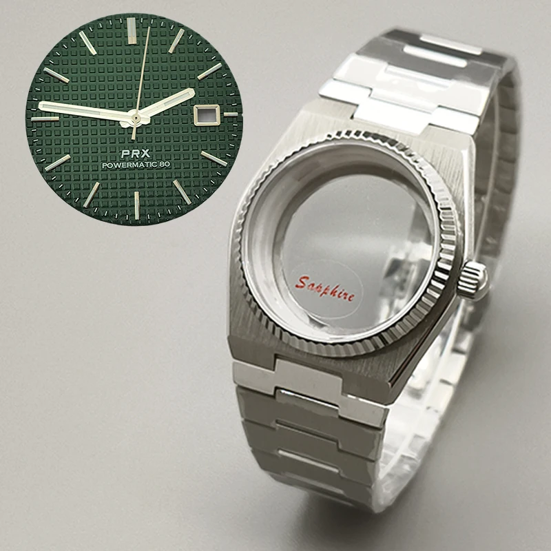 40 مللي متر الفضة PRX سوبر لاعب ساعة والعتاد يناسب 7S26 NH35 NH36 NH38 4R حركة الياقوت الزجاج متعدد الألوان الهاتفي الأيدي أجزاء