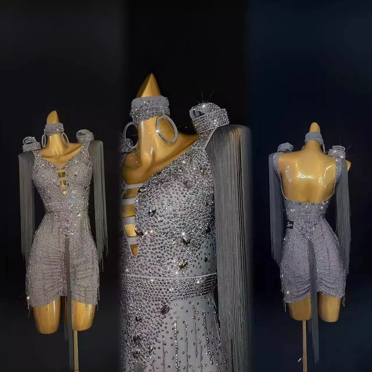 ラテンダンスプロフェッショナルドレスハイエンドカスタムフルダイヤモンドサスペンダー背中の開いたタンゴ女性大人子供ステージ衣装