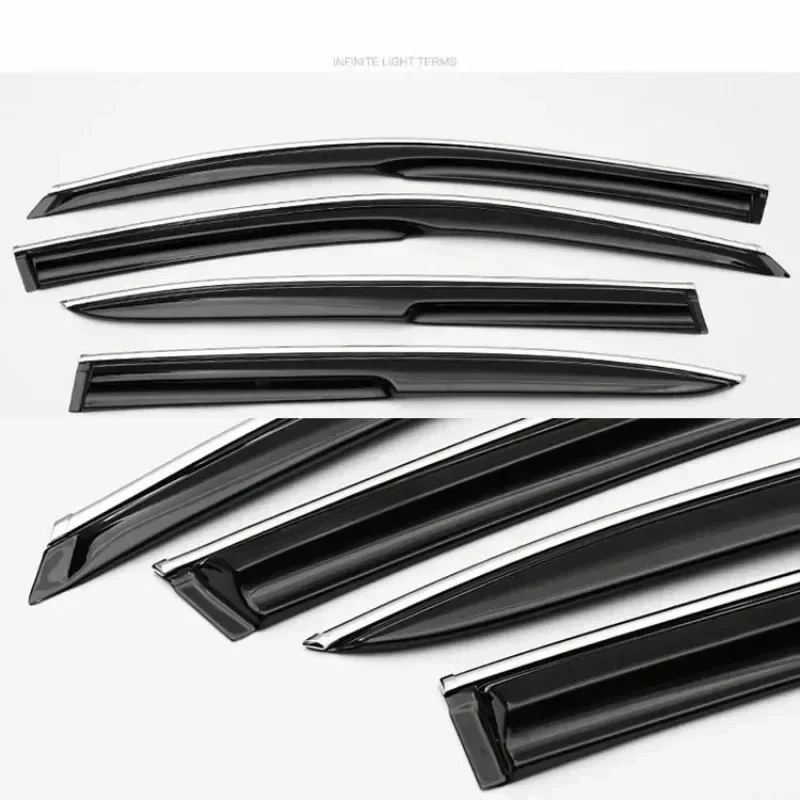 For Honda 2008-12 2014-2017 2018-2024 Accord CiVic TSX Spirior 3D Mugen Style Window Visor Vent Gard 4Pcs with Chrome Line