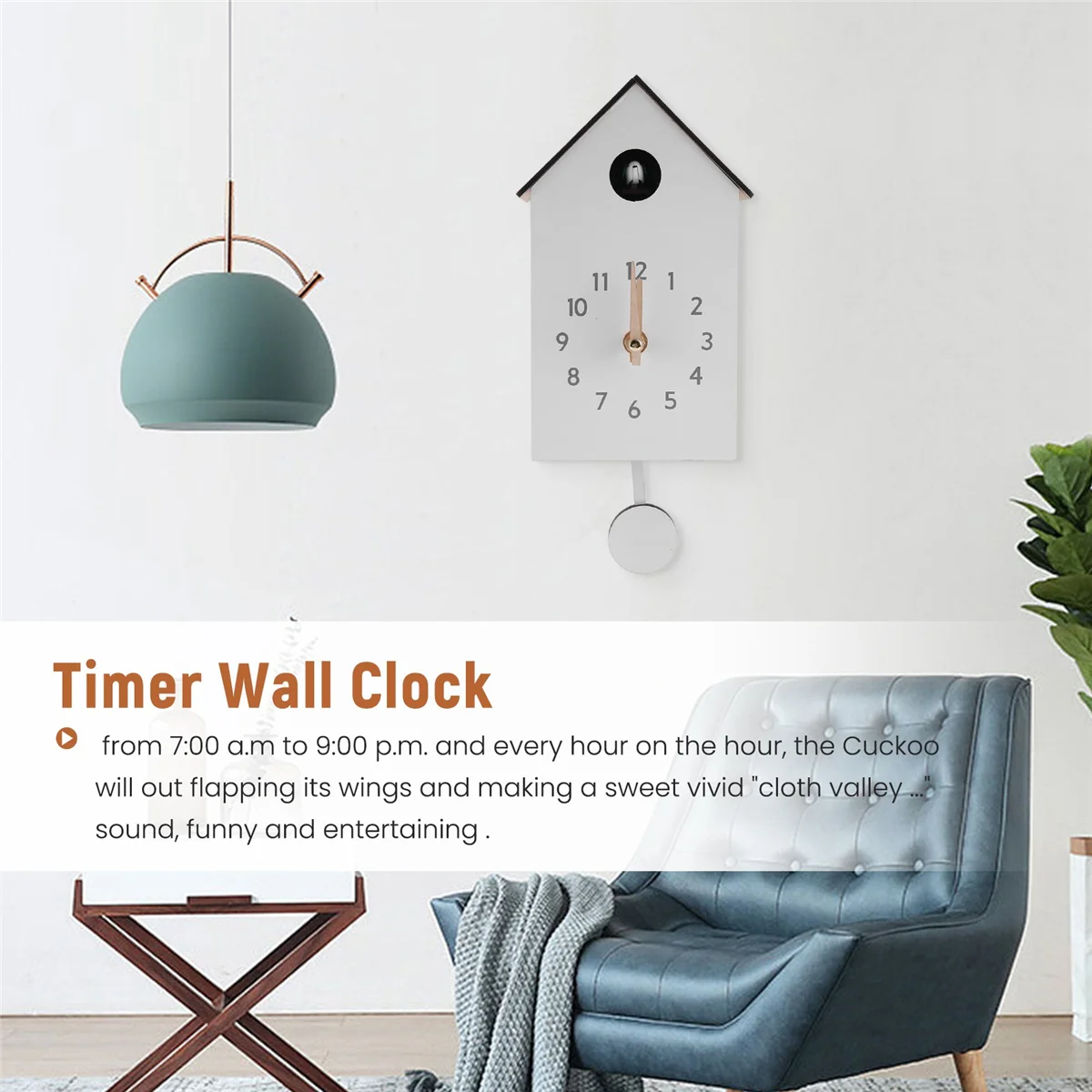 Reloj colgante de pared de cuarzo con diseño de pájaro de cuco moderno, reloj de pared de cuarzo con temporizador para decoración del hogar y la Oficina