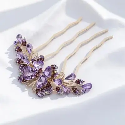 4-Prong الشعر الجانب مشط حجر الراين الزفاف الزفاف مشبك شعر العروس أوبدو ملحق للنساء خوذة حجر الراين الجانب مشط