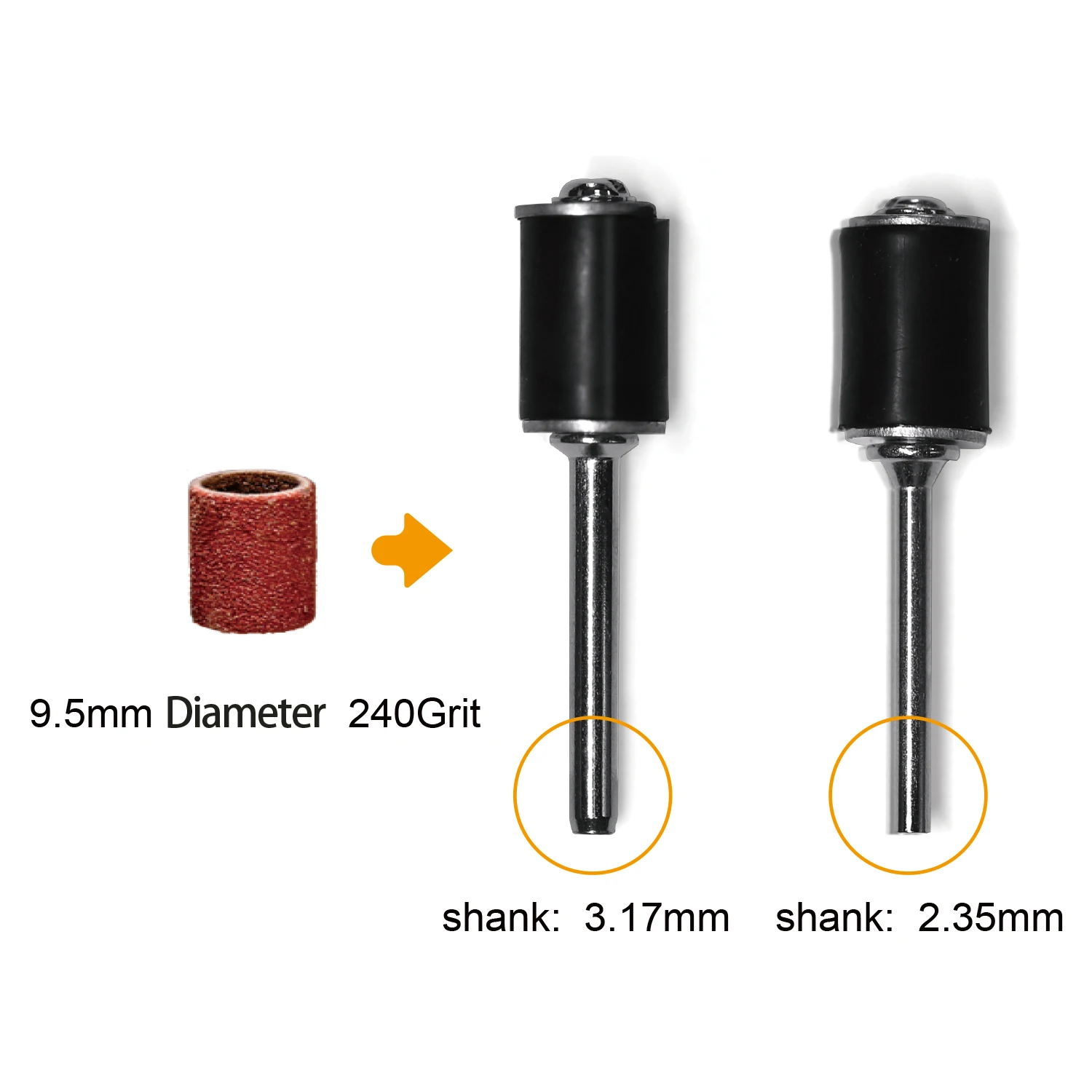 103PCS 9.5mm Grit 240 Sanding Drum Kit Sanding Drum Set with 2.35mm or 3.17mm Sanding Mandrels For Dremel Rotary Tool Polishing