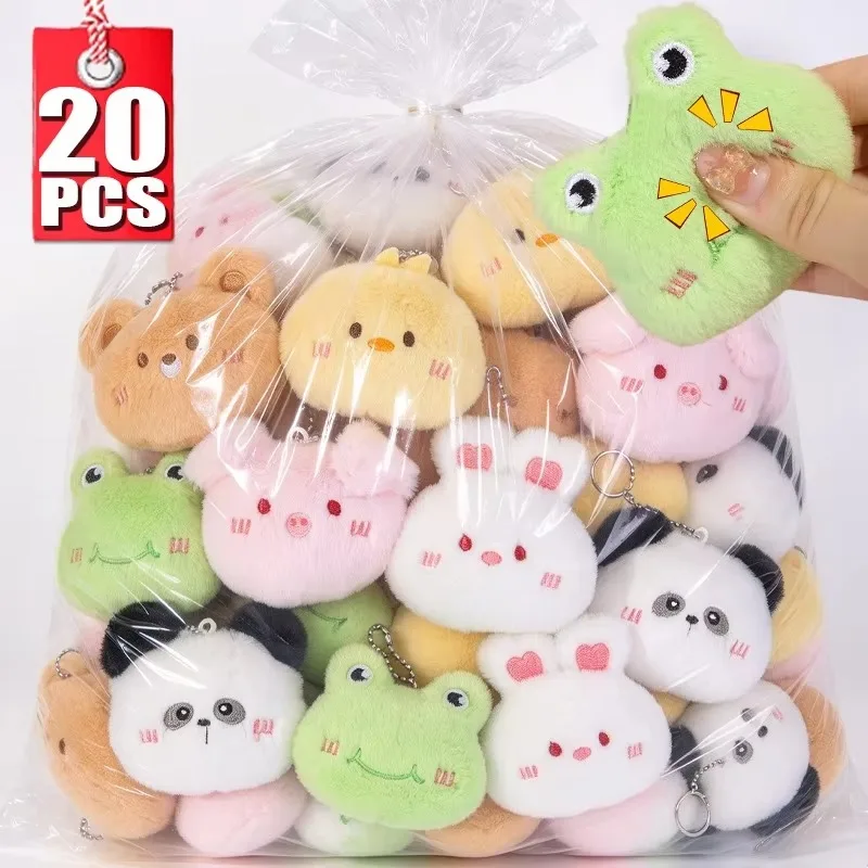 Cute Kawaii Plush Cartoon Animals Keychain Rabbit Pig Panda Bag Pendant Soft Funny Press Key Ring Adults Kids Awards Charm Gifts