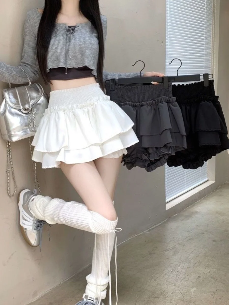 Ballet Style Fluffy Short Skirt Women's Spring Summer Design Sensation Sexy White Cake Style Half-length Skirts Korean High W...