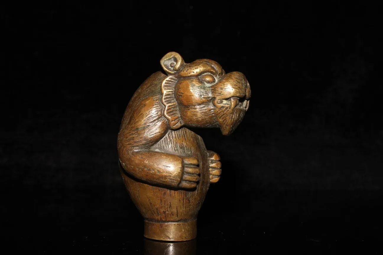 Pure copper zodiac tiger head crutch head