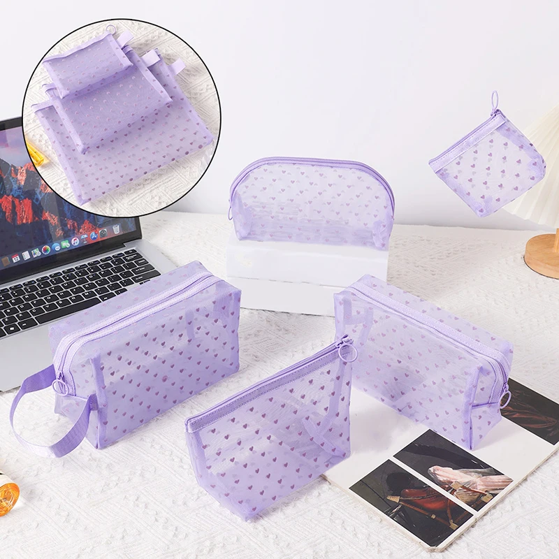 Mesh Clear Cosmetic Bags Small Large Makeup Bag Portable Travel Toiletry Organizer Case Lipstick Storage Pouch Makeup Organizer