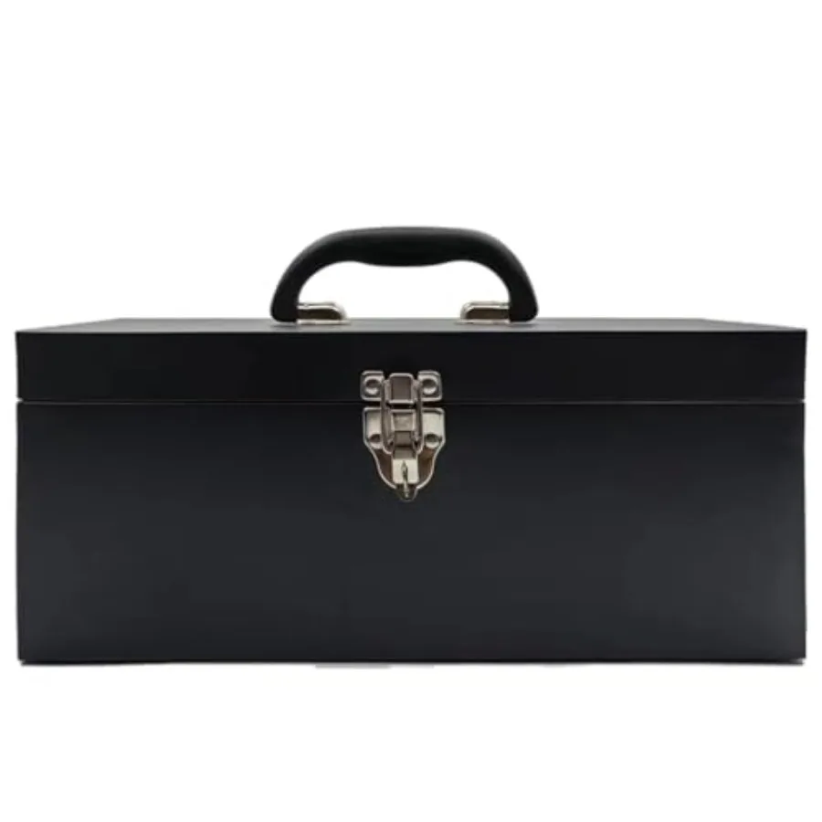 

16" Portable Metal Toolbox Large Tool Box 18-Gauge Fishing Tackle Box Tool Box Drawer Organizer Steel Toolbox With Metal Latch