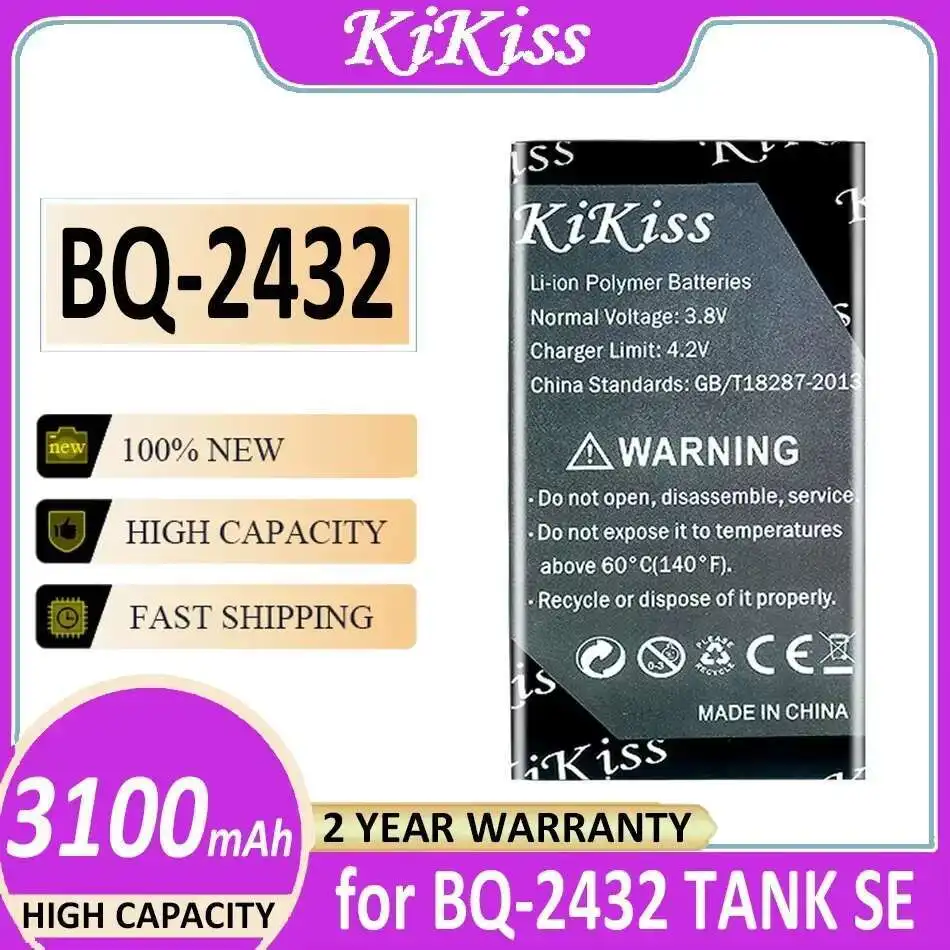 

Mobile Phone Battery High Capacity 3100Mah For BQ BQ-2432 BQ2432 Tank SE Bateria Reliable Power