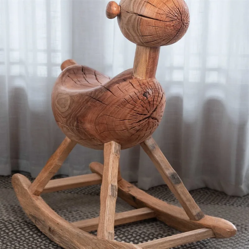 

Trojan rocking chair rocking adult children solid wood seat rocking chair