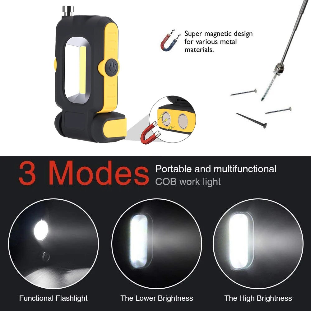 8000LM LED Work Light Flashlight Emergency Light COB Handheld Magnetic COB Work Lamp Auto Repair Light Torch