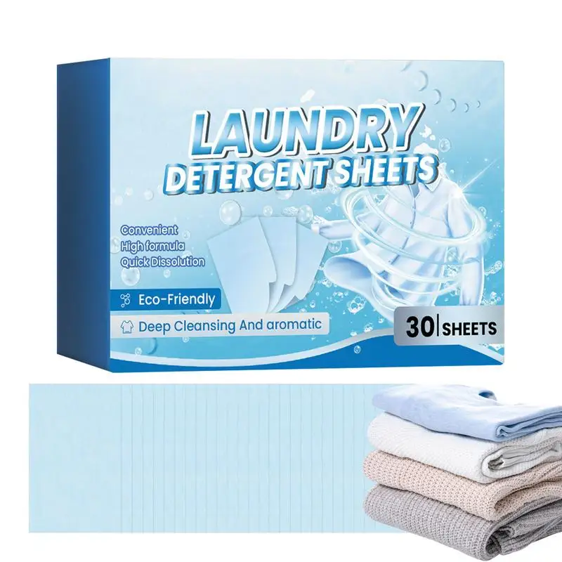 Detergent Sheets Laundry Detergent Tablets Eco-Friendly Laundry Sheets 30 Sheets Liquidless Laundry Sheets Detergent Laundry