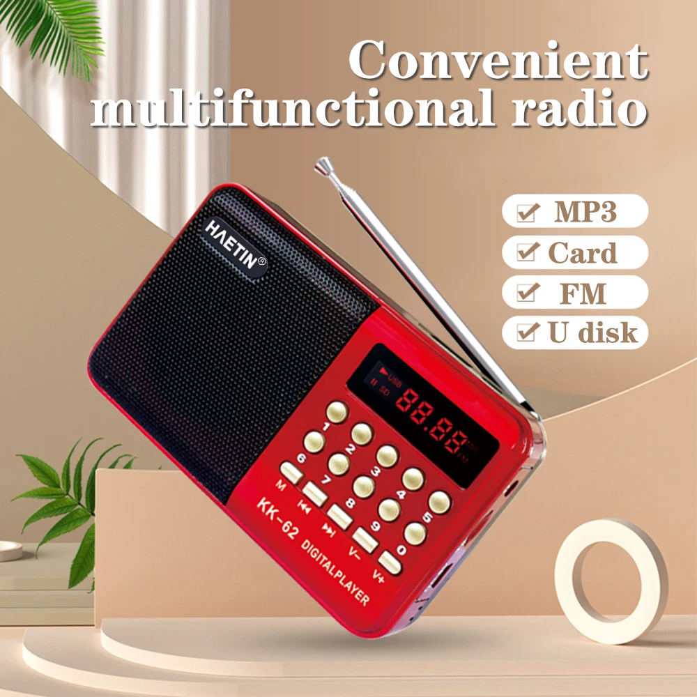 L-62 Mini Radio 4.5W Single Band Plug-in FM Radio MP3 Music Player Gift for the Elderly