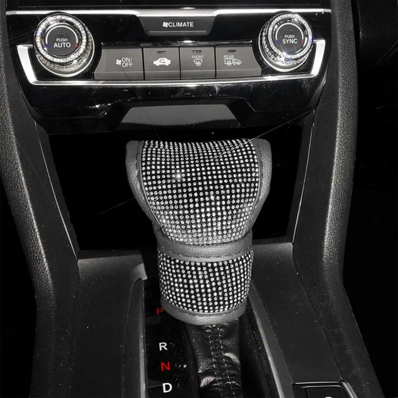 Automotive Shift Knob With Rhinestones Shift Lever Dust Protection Cover Interior Decoration Accessories For SUV Gear Handle