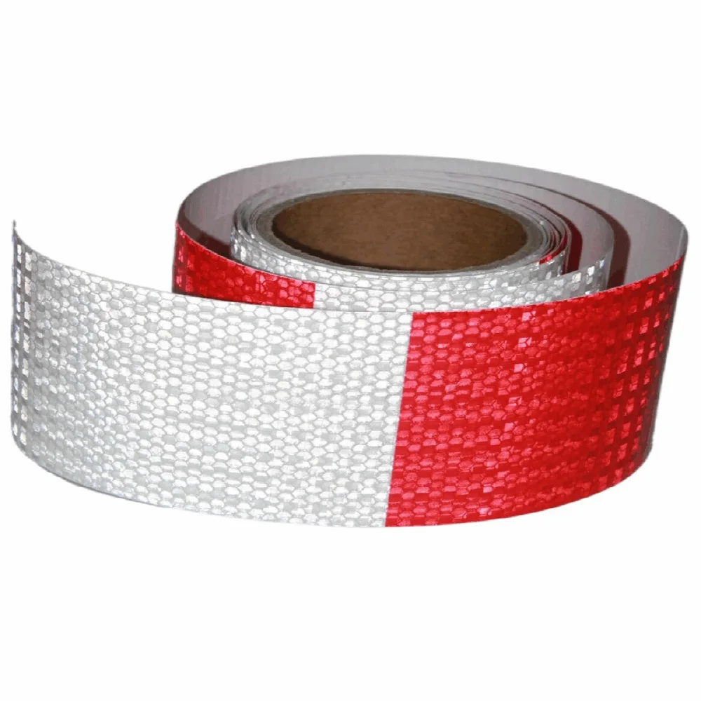 5cm * 10m Twill odblaskowe naklejki wodoodporny klej biało-czerwony taśma ostrzegawcza o wysokiej widoczności odblaski zewnętrzne do ciężarówki