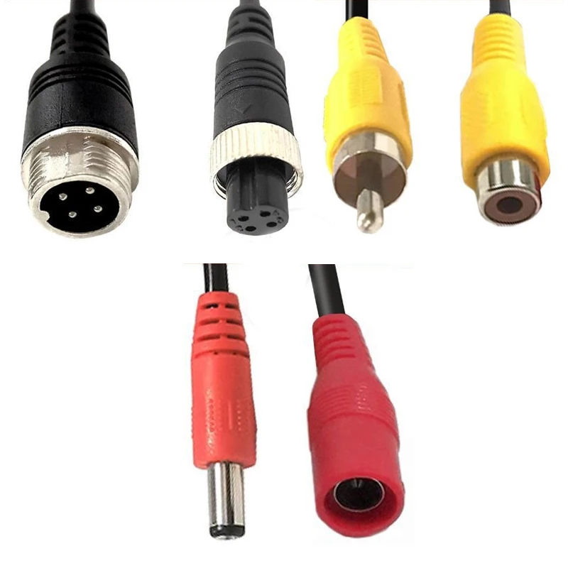M12 Aviation Plug 4Pin Male/Female To RCA/BNC Connector 12/24V 1-2A Aviation Adapter Extension Transfer Cable For Monitor Car
