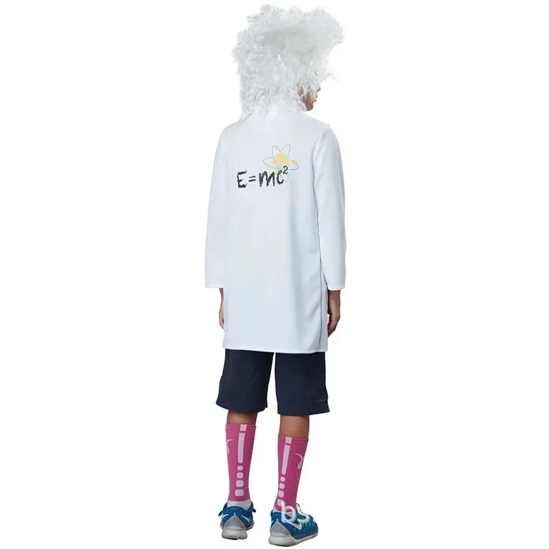 ★ Fantasia de Cosplay de Halloween do Grande Cientista Albert Einstein, Fisico, com Jaleco de Laboratório, Gravata e Peruca, Novo 2026 ♥ Olhe para mim ←_←