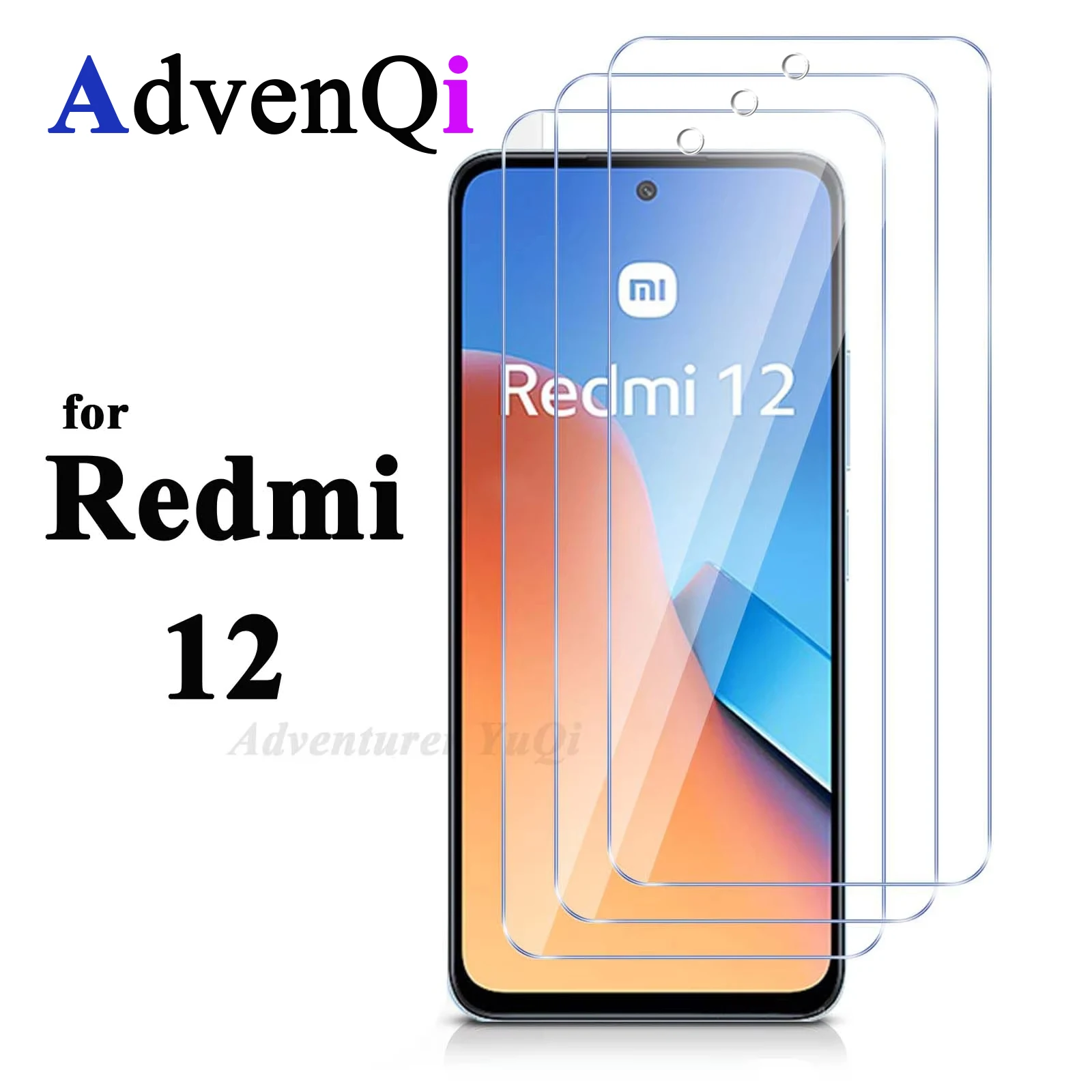 Displayschutzfolie für Redmi 12 Xiaomi, gehärtetes Glas, HD-Kristall, 9H, kratzfest, hochwertiges Aluminiumgehäuse