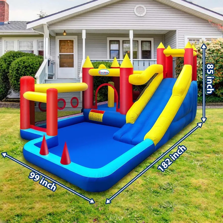 Bounce HouseButtafuori gonfiabile con ventilatore d'aria per 310 castelli da salto per esterni ed interni con ostacoli trampolino a scivolo lungo C
