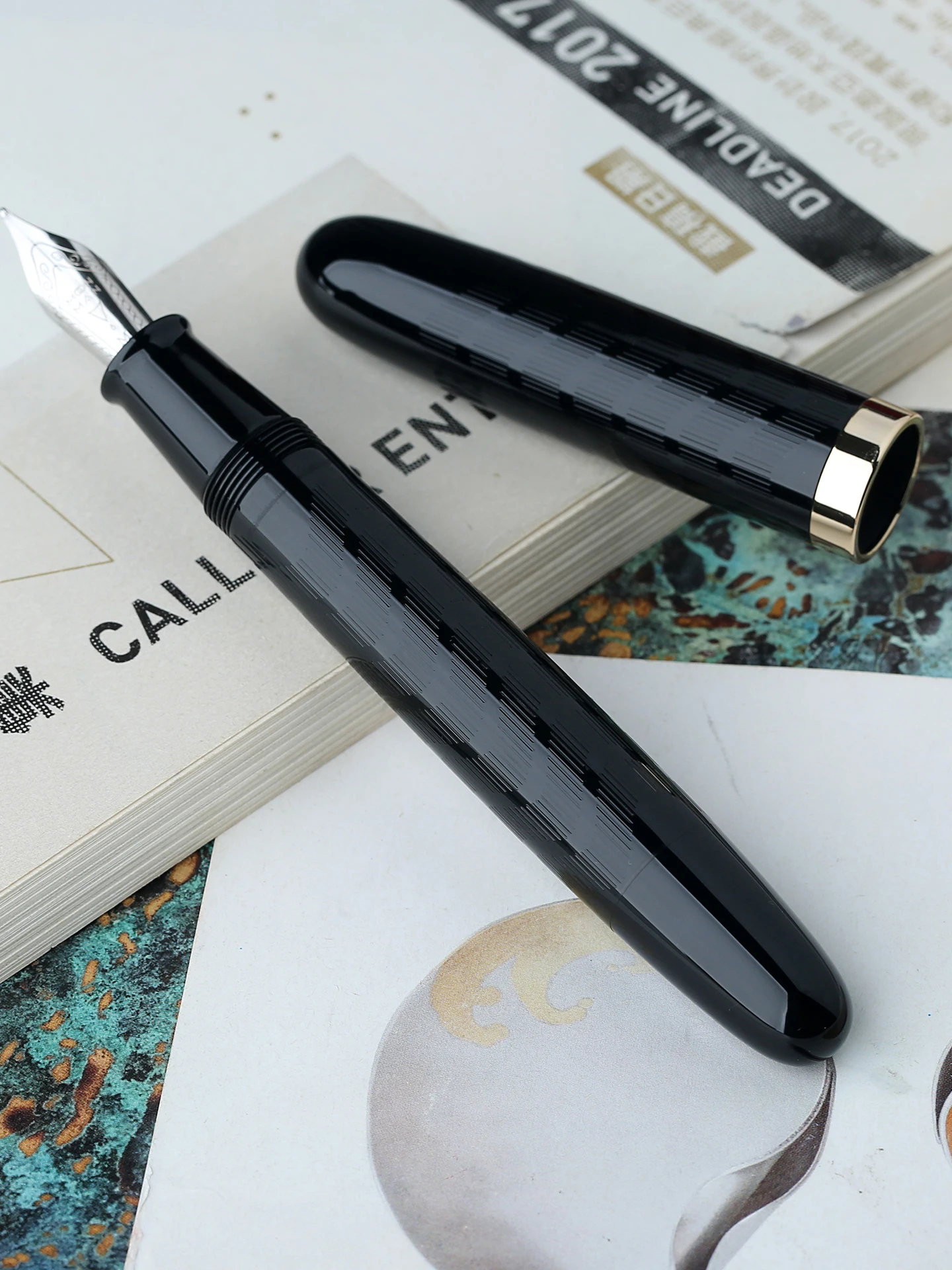 New Style Majohn C4 Guilloche Fountain Pen EF/F/M Nib Transparent Acrylic Writing Ink Pen for Office Business Schoo