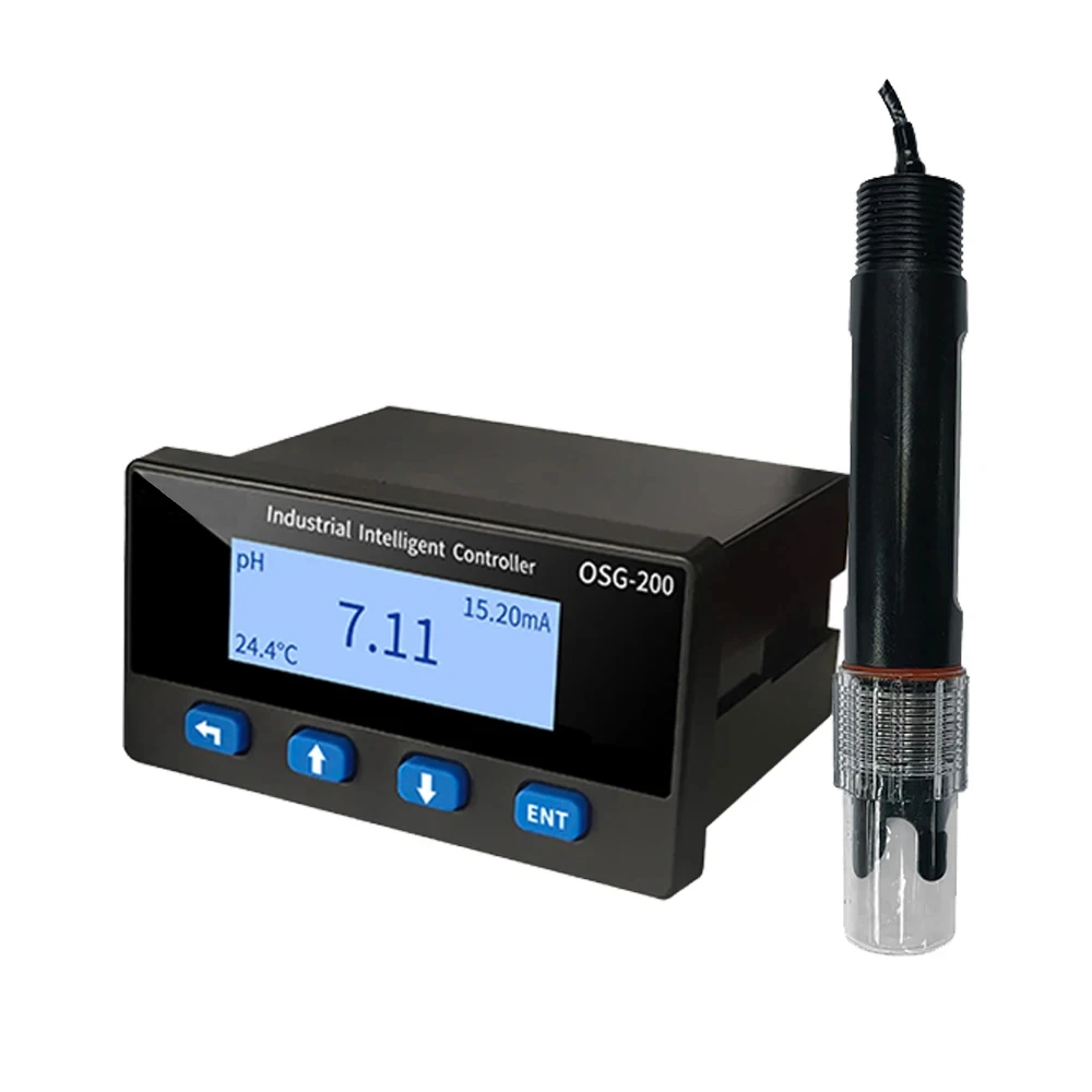 

pH Meter Water Quality Detector Display PH Industrial Transmitter Analyzer Electrode Probe pH Value Sensor 220V Power Supply