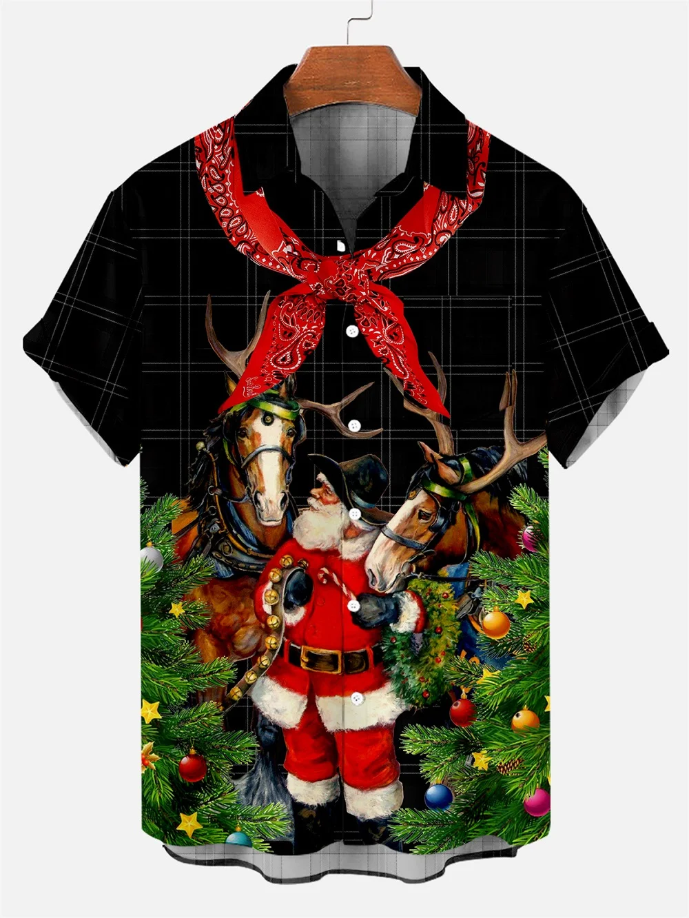 Funny Summer 3D Merry Christmas Printing Men's Shirts & Blouses Gift Reindeer Graphic Shirt Hawaiian Oversized Men Tops