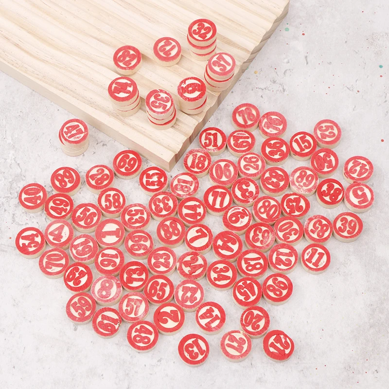New 90pcs Deluxe Wooden Replacement Plates For Exciting Bingo Lotto Numbers Game - Ideal Gaming Gift For Friends Family