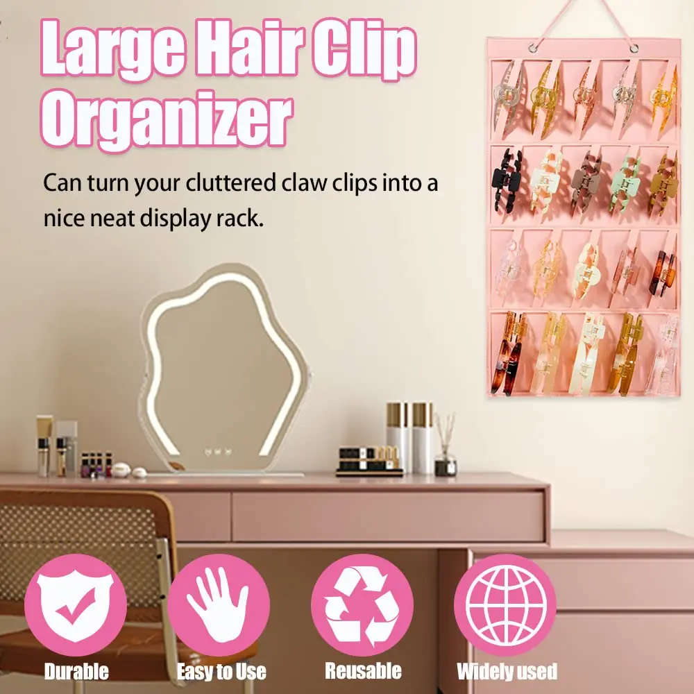 Claw Clip Organizer Hair Clip Organizer Premium Felt Hanging Claws Clips Storage Hanger for Girls Women Hair Clip Display Stand