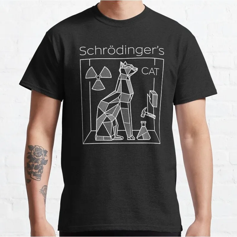 Schrödinger's Cat Schrodinger's Cat Graphic T-Shirt Short Sleeve Quantum Physics Funny Science Casual Streetwear Unisex Tee S-6X